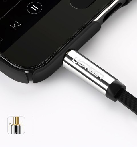 Płaski kabel przewód audio AUX 3.5mm mini jack 3m srebrny