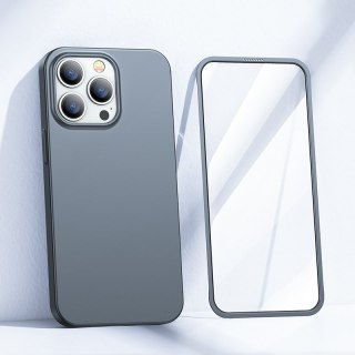 Etui pokrowiec do iPhone 13 Pro obudowa na tył i przód + szkło hartowane szary