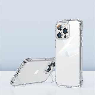 Etui pokrowiec do iPhone 14 pancerna obudowa z haczykami podstawką przezroczysty
