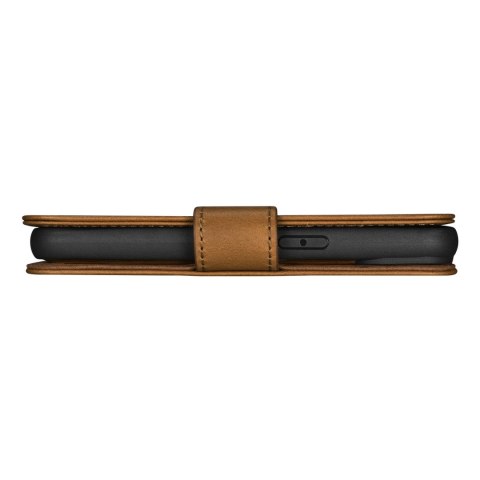2w1 etui skórzany pokrowiec z klapką iPhone 14 Pro Anti-RFID Oil Wax Wallet Case jasno-brązowy