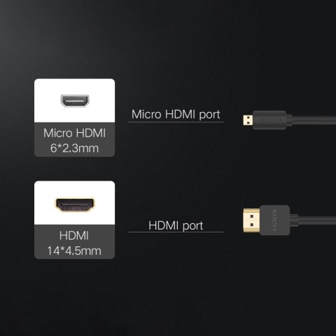 Kabel przewód Audio Video microHDMI - HDMI 2.0 1m czarny