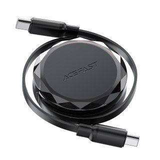 Kabel przewód USB-C - USB-C zwijany z organizerem 60W - czarny