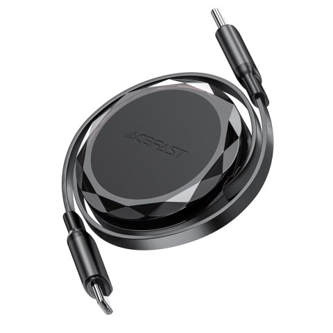 Kabel przewód USB-C - USB-C zwijany z organizerem 60W - czarny