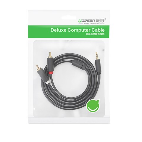 Kabel przewód audio 3.5mm minijack (męski) - 2RCA (męski) 3m - szary