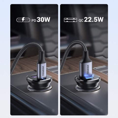 Ładowarka samochodowa USB-C USB-A 30W - czarna