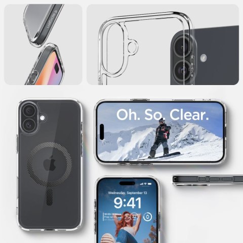 Etui ochronne na iPhone 16 Ultra Hybrid MagSafe Carbon Fiber - przezroczysto szare