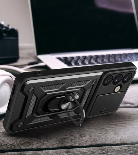 Pancerne etui z podstawką osłoną aparatu na OnePlus 13 5G Hybrid Armor Camshield - czarne