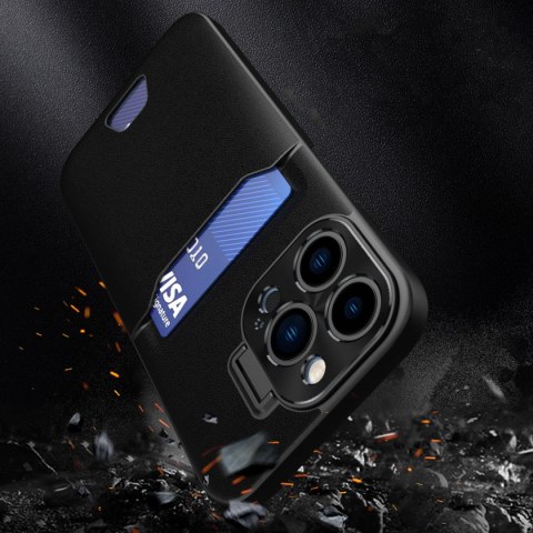 Etui pokrowiec portfel na kartę z podstawką na Samsung Galaxy S23 Leather Stand Case - czarne