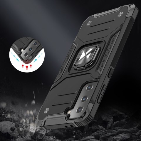 Pancerne hybrydowe etui z magnetycznym uchwytem do Samsung Galaxy S22+ Ring Armor - czarny