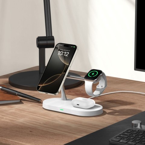 3w1Ładowarka indukcyjna na smartfon słuchawki smartwatch z MagSafe - biała