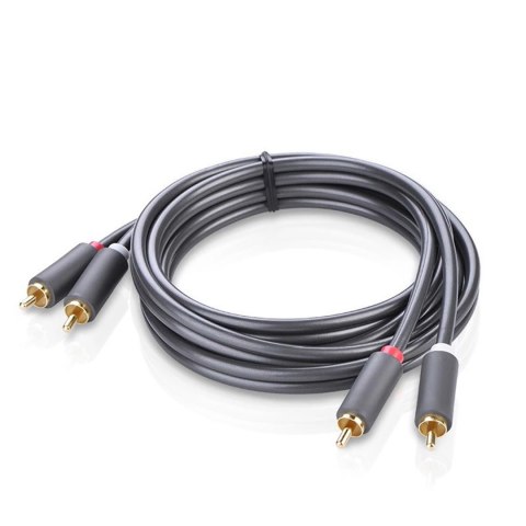 Kabel audio 2RCA (męski) - 2RCA (męski) 1m - szary