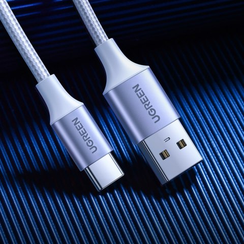 Kabel przewód w oplocie USB-A - USB-C QC 3.0 3A 1m - biały