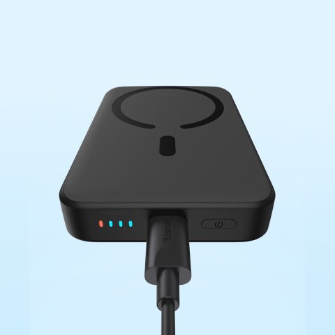 Mini powerbank 10000mAh z ładowaniem indukcyjnym MagSafe 15W PD QC 20W czarny