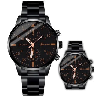 Zegarek męski kwarcowy klasyczny z bransoletą STAL 40 mm - czarny