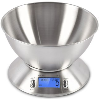 Waga elektroniczna kuchenna z miską termometrem STAL 1.8 l 1-5000 g / 1 g