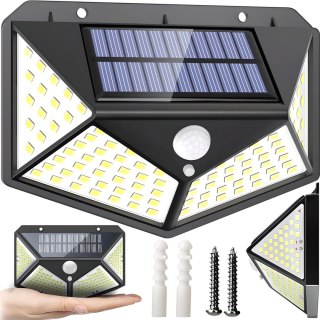 Lampa solarna ogrodowa zewnętrzna z czujnikami ruchu zmierzchu 100 LED