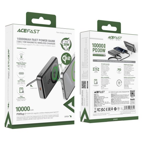 Powerbank magnetyczny 10000mAh 30W Qi2 z MagSafe - czarny