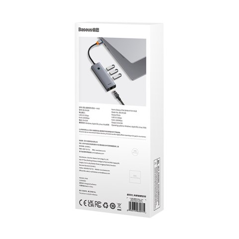 4w1 HUB adapter USB-A RJ45 - szary 4w1 HUB adapter USB-A RJ45 - szary