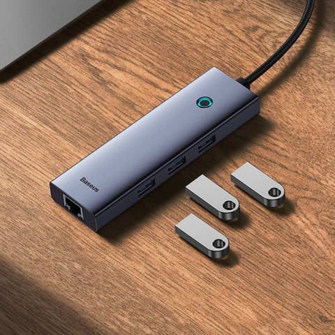 4w1 HUB adapter USB-A RJ45 - szary 4w1 HUB adapter USB-A RJ45 - szary