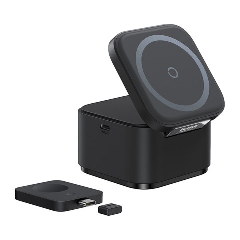 Ładowarka indukcyjna 3w1 do telefonu smartwatcha MagSafe 25W - czarna Ładowarka indukcyjna 3w1 do telefonu smartwatcha MagSafe 25W - czarna