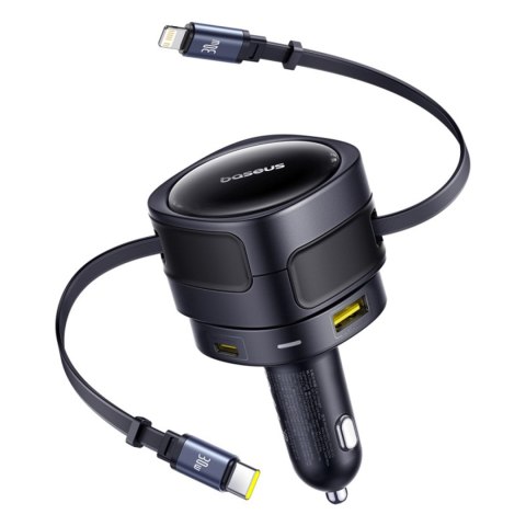 Ładowarka samochodowa USB-C z kablem USB-C iPhone Lightning 90W - czarna Ładowarka samochodowa USB-C z kablem USB-C iPhone Lightning 90W - czarna