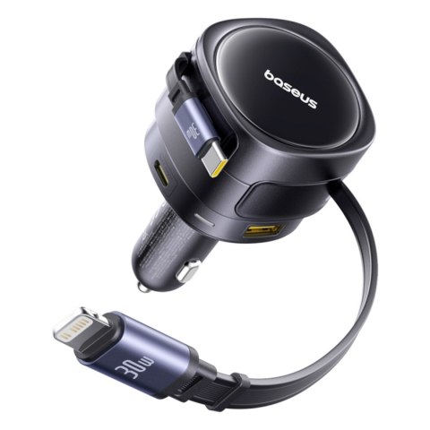 Ładowarka samochodowa USB-C z kablem USB-C iPhone Lightning 90W - czarna Ładowarka samochodowa USB-C z kablem USB-C iPhone Lightning 90W - czarna