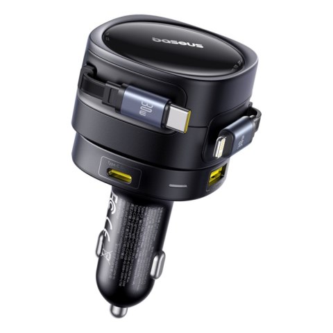 Ładowarka samochodowa USB-C z kablem USB-C iPhone Lightning 90W - czarna Ładowarka samochodowa USB-C z kablem USB-C iPhone Lightning 90W - czarna