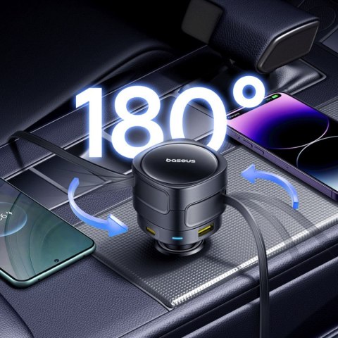 Ładowarka samochodowa USB-C z kablem USB-C iPhone Lightning 90W - czarna Ładowarka samochodowa USB-C z kablem USB-C iPhone Lightning 90W - czarna