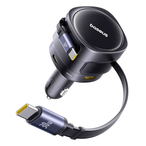 Ładowarka samochodowa ze zwijanymi kablami USB-C USB-A 90W Ładowarka samochodowa ze zwijanymi kablami USB-C USB-A 90W