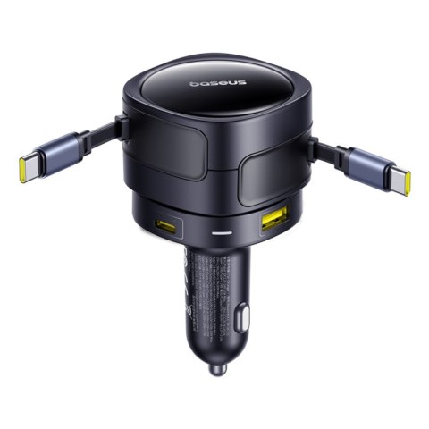 Ładowarka samochodowa ze zwijanymi kablami USB-C USB-A 90W Ładowarka samochodowa ze zwijanymi kablami USB-C USB-A 90W