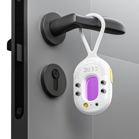Wykrywacz ukrytych kamer z alarmem mini latarką kablem USB-A - USB-C - biały Wykrywacz ukrytych kamer z alarmem mini latarką kablem USB-A - USB-C - biały