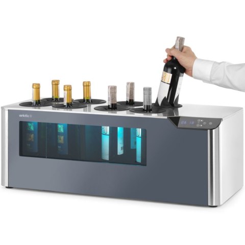 Chłodziarka do wina dwustrefowa nastawna na 8 butelek LED 60 W