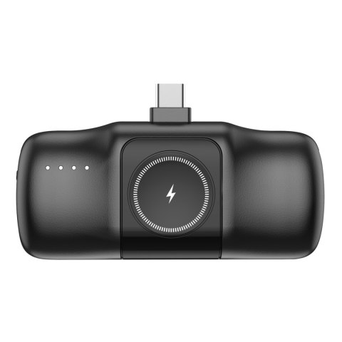 Mini powerbank 5000mAh 15W USB-C i ładowarką do Apple Watch - czarny Mini powerbank 5000mAh 15W USB-C i ładowarką do Apple Watch - czarny