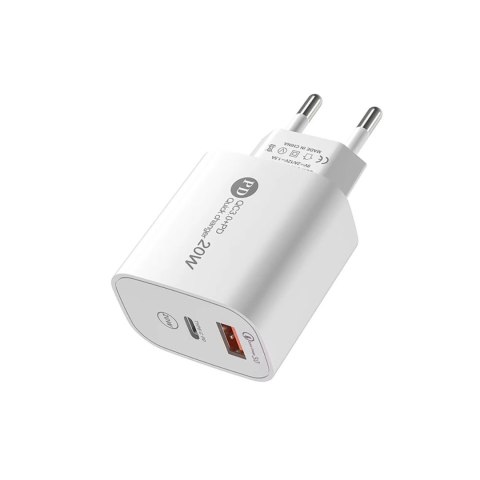Ładowarka sieciowa 20W USB-A USB-C z kablem USB-C - iPhone Lightning 1m - biała Ładowarka sieciowa 20W USB-A USB-C z kablem USB-C - iPhone Lightning 1m - biała