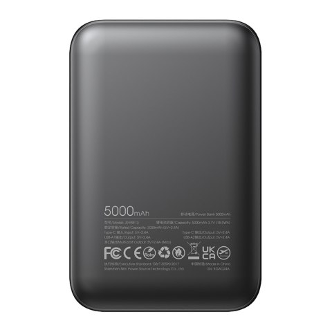 Powerbank JR-PBF13 5000mAh 2.4A 2x USB-A 1x USB-C - czarny